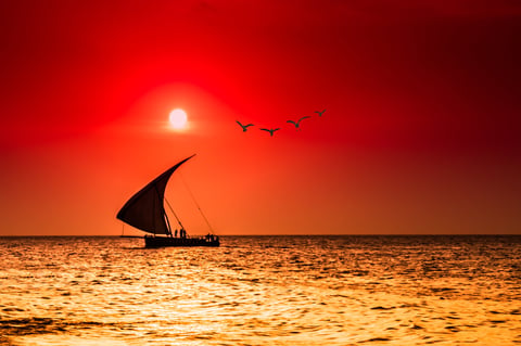 Lamu Island sunset dhow boat